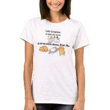 Camiseta Feminina Fofa - A vida é melhor com gatos