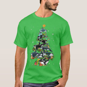 Camiseta Feminina Funny Orcas Árvore de Natal Ama 
