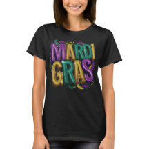 Camiseta Feminina Glittery Mardi Gras Gras, Roxa