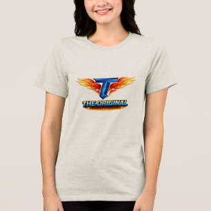 Camiseta Feminina Gráfica da Letra T de Fogo Origi
