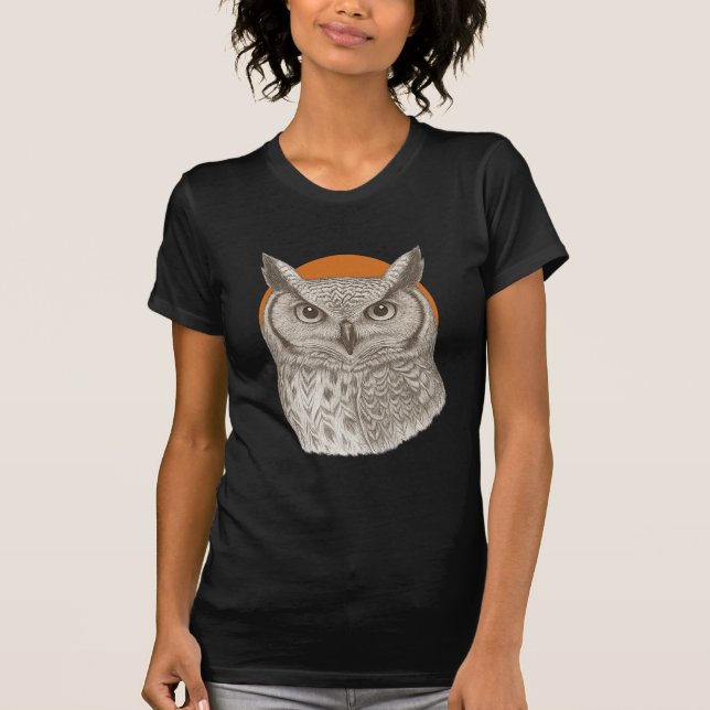 Camiseta Feminina Gráfica da Lua da Coruja (Frente)