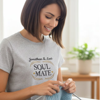 Camiseta Feminina Gráfica de Alma Gêmea Personaliz