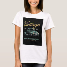 Camiseta Feminina Gráfica de Caminhão Antigo Cláss
