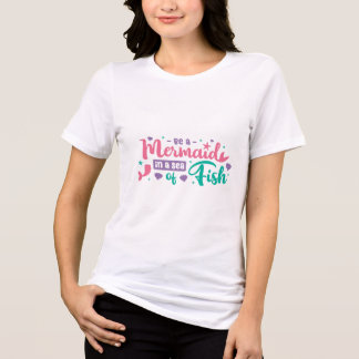 camiseta feminina gráfica de sereia fofa coração
