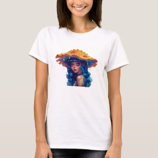 Camiseta Feminina Jardim de Cogumelos Psikedêlicos