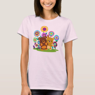 Camiseta Feminina Jardim de Ursos de Desenho Anima