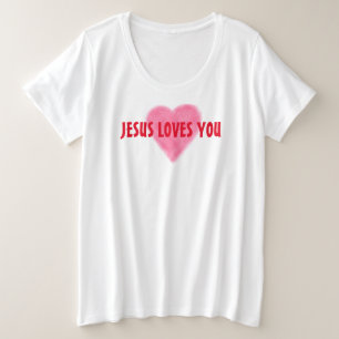 Camiseta Feminina JESUS TE AMA Tamanho Plus