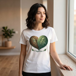 Camiseta Feminina Leaf Heart Romântica Juntos