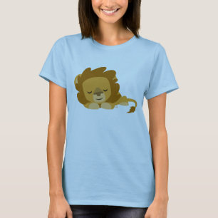 Camiseta Feminina Leão de Desenho Animado Fofo Dor