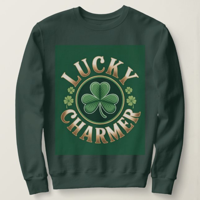 Camiseta Feminina Lucky Charmer Verde Floresta (Frente do Design)