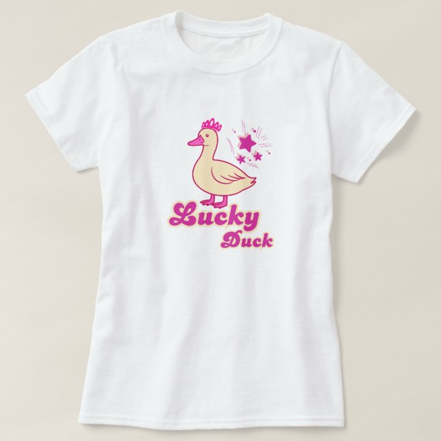 Camiseta feminina Lucky Duck Design Moderno (Frente do Design)