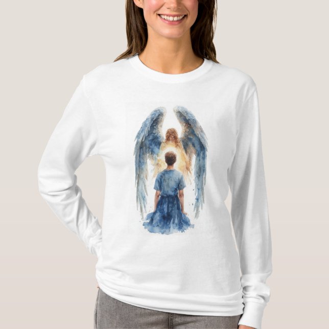 Camiseta Feminina Manga Longa Anjo da Guarda (Frente)