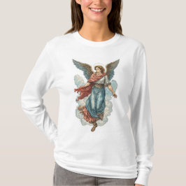 Camiseta Feminina Manga Longa Anjo Lindo Cristão