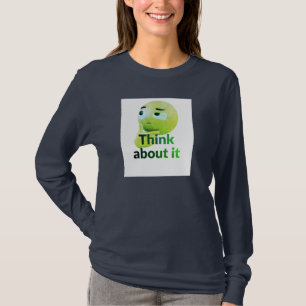 Camiseta Feminina Manga Longa Emoji Fofo Pensar Ni