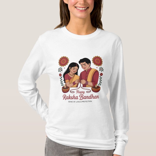 Camiseta Feminina Manga Longa Raksha Bandhan (Frente)