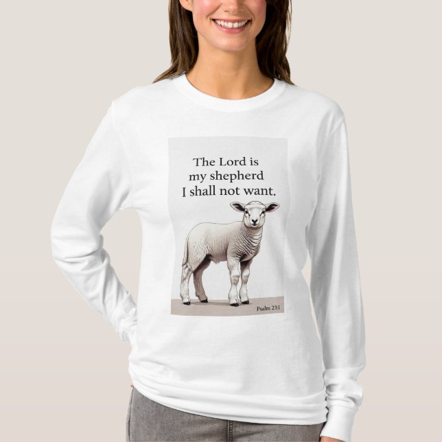 Camiseta Feminina Manga Longa Salmo 23:1 Cristã (Frente)