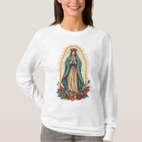 Camiseta Feminina Manga Longa Virgem de Guadalupe