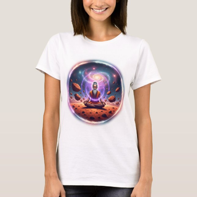 Camiseta Feminina Meditadora Cósmica (Frente)