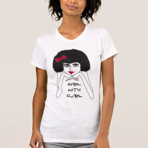 Camiseta Feminina Menina Com Cachos