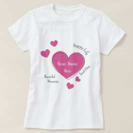 Camiseta Feminina Personalizada com Coração Rosa