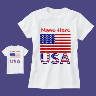 Camiseta Feminina Personalizada EUA América Bandei