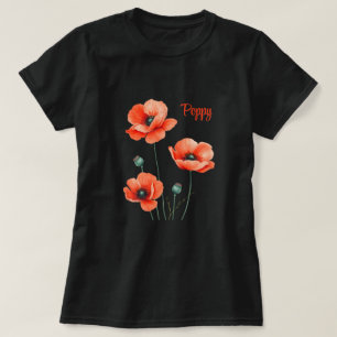 Camiseta Feminina Personalizada Flores de Papoula