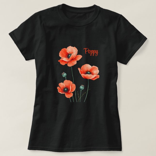 Camiseta Feminina Personalizada Flores Papoula Bon (Frente do Design)