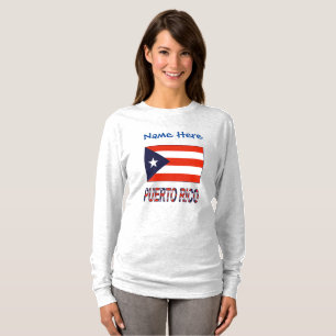 Camiseta feminina pessoal de Porto Rico e bandeira