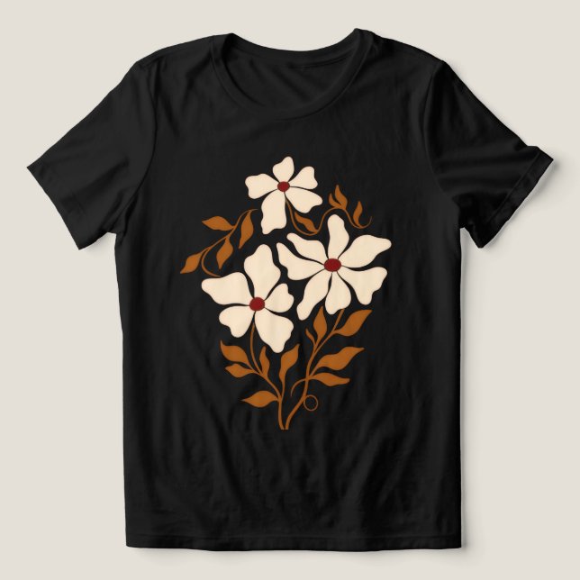 Camiseta Feminina Pétala Dourada Floral Abstrata (Design frontal)