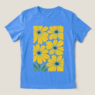 Camiseta Feminina Pétalas Douradas Floral Abstrata