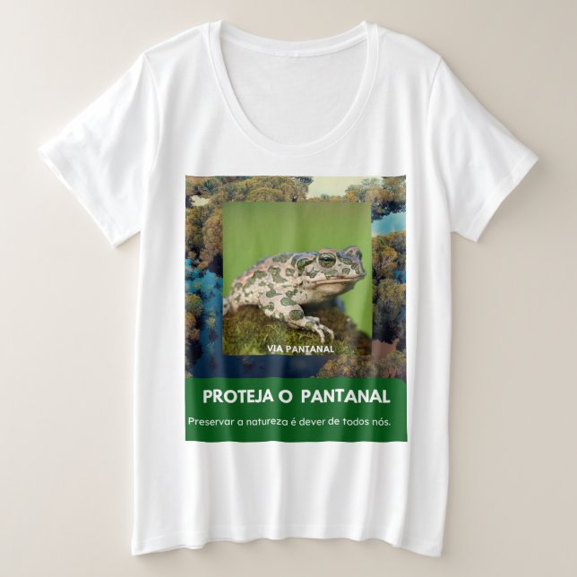 Camiseta Feminina Plus Size Básica Via Pantanal (Frente do Design)