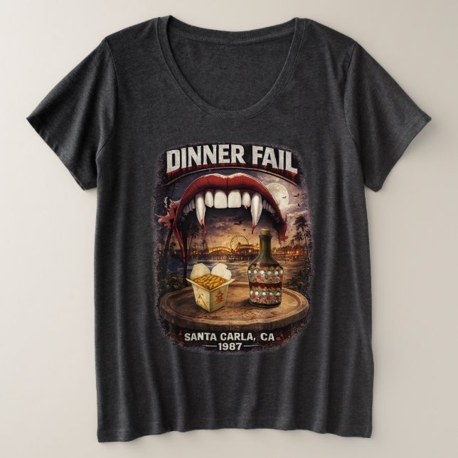 Camiseta Feminina Plus Size Dinner Fail (Frente do Design)