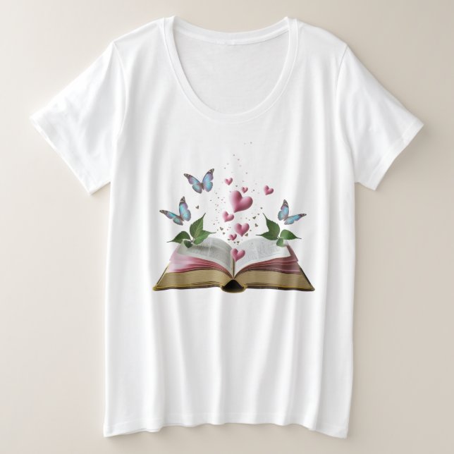 Camiseta Feminina Plus Size Enchanted Storybook (Frente do Design)