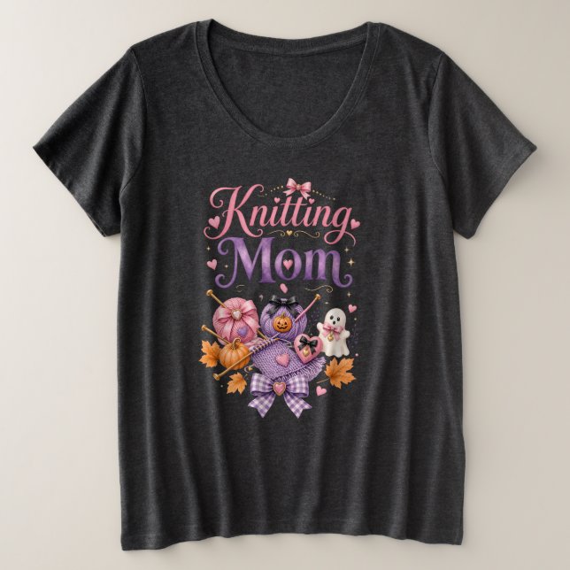 Camiseta Feminina Plus Size - Mãe de Tricô de Hall (Frente do Design)