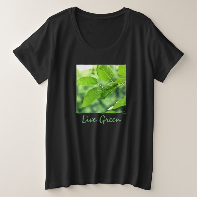Camiseta feminina plus-size 'Viva Verde' (Frente do Design)