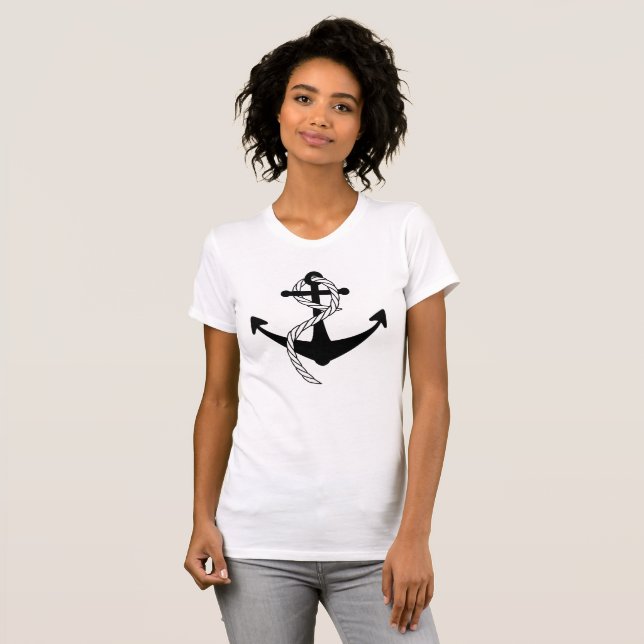 Camiseta feminina preta e branca Anker (Frente Completa)