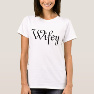 Camiseta Feminina Preta Moderno Script Branco Wife