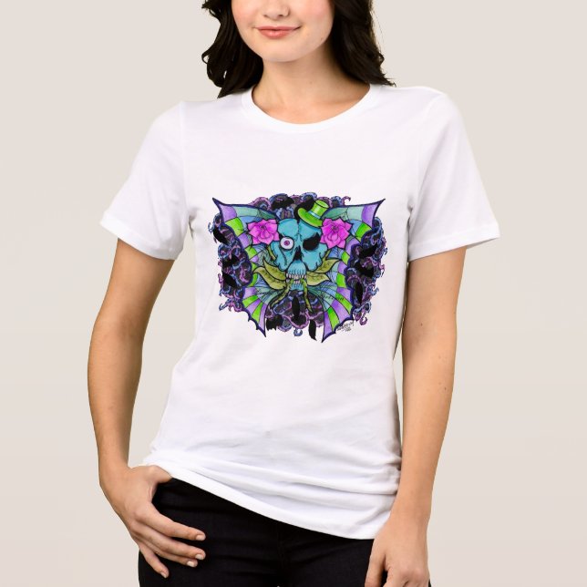 Camiseta Feminina Psyko-Daizie Skull & Roses (Frente)