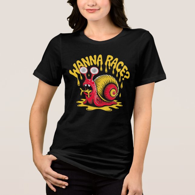 Camiseta Feminina "Quer Correr?" Humor de Caracol  (Frente)