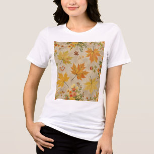Camiseta feminina reminiscente do outono