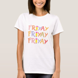 Camiseta Feminina Retro Friyay Friday Vibes de Fim