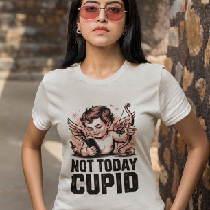 Camiseta Feminina Retro Não Hoje Cupido Anti Dia d