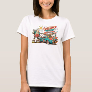 Camiseta Feminina Rocket Service Retro Robot Era A