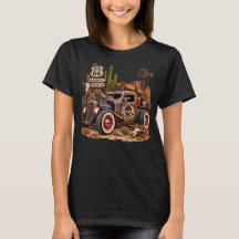 Camiseta Feminina Route 66 Rat Rod Desert Vintage 
