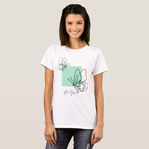Camiseta Feminina Seja Você   Arte de Linha de Bor