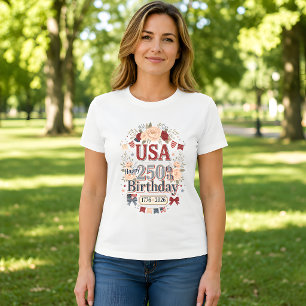 Camiseta feminina Shabby Chic EUA 250º aniversário