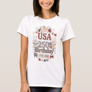 Camiseta Feminina Shabby Chic EUA 250º Aniversário
