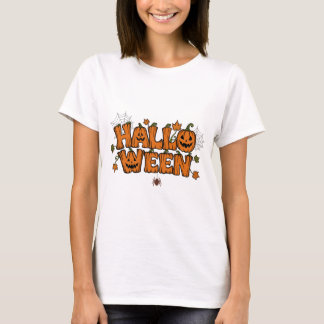 Camiseta Feminina Tipografia de Abóbora de Hallowe