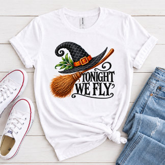 Camiseta Feminina Tonight We Fly Witch Hat Hallowe