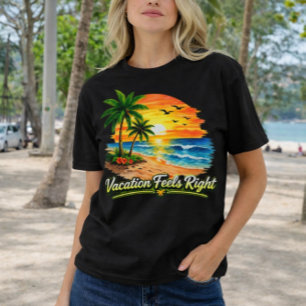 Camiseta Feminina Vacation Feels Right Sunset Beac